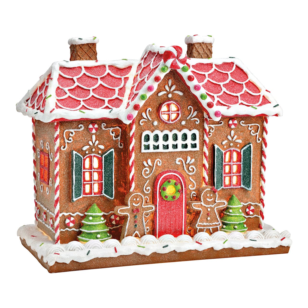 LED-peperkoekhuisje van poly, bont (B/H/D) 30x26x16cm (excl. 2xAAA)