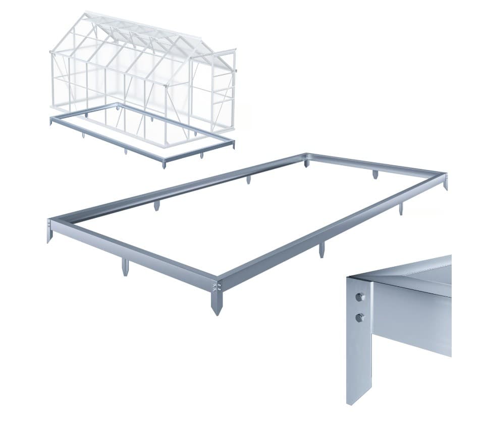 Stalen fundering voor broeikas 380x190x12cm gegalvaniseerd