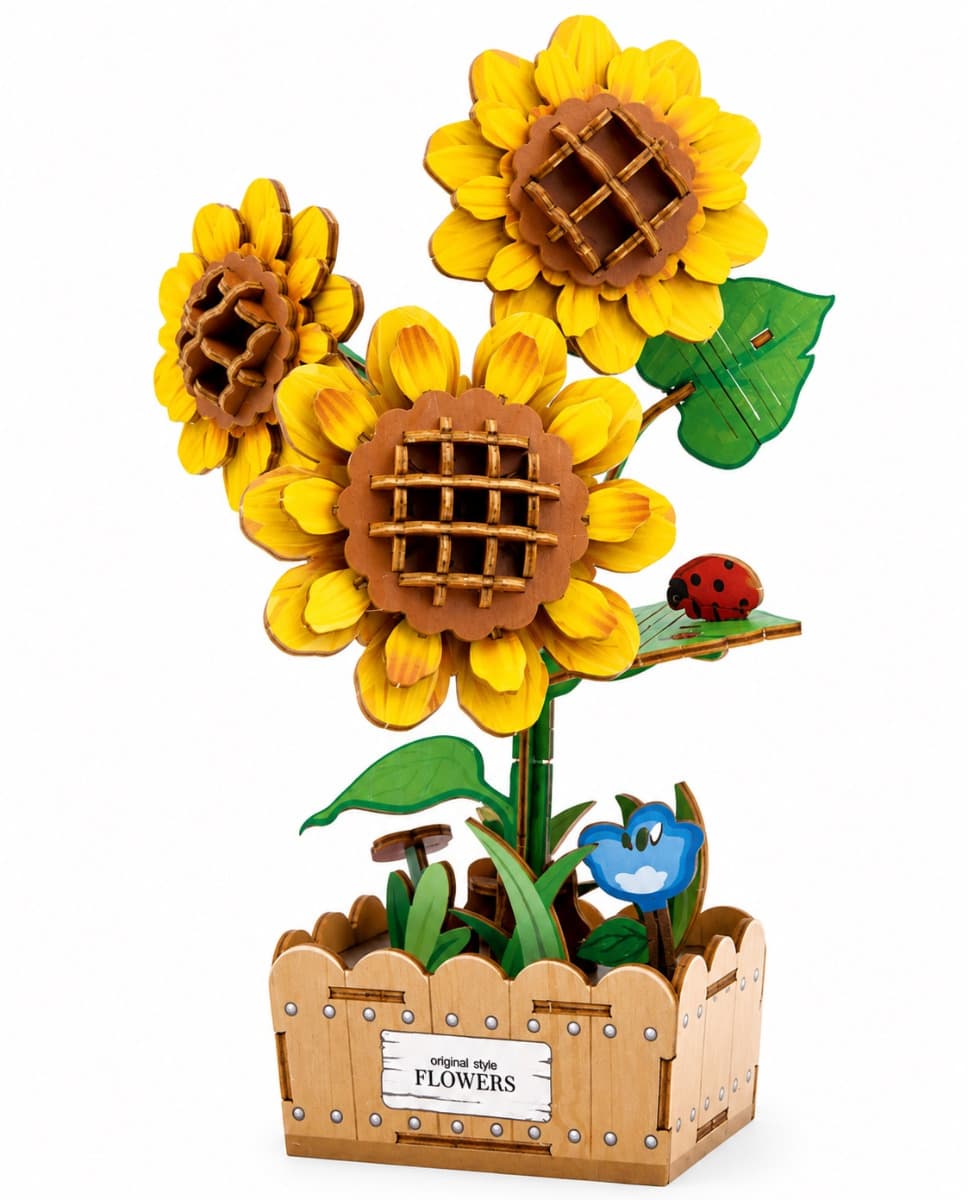 PlayfulMario Zonnebloem Houten Modelbouwset 115 Onderdelen Modelbouw