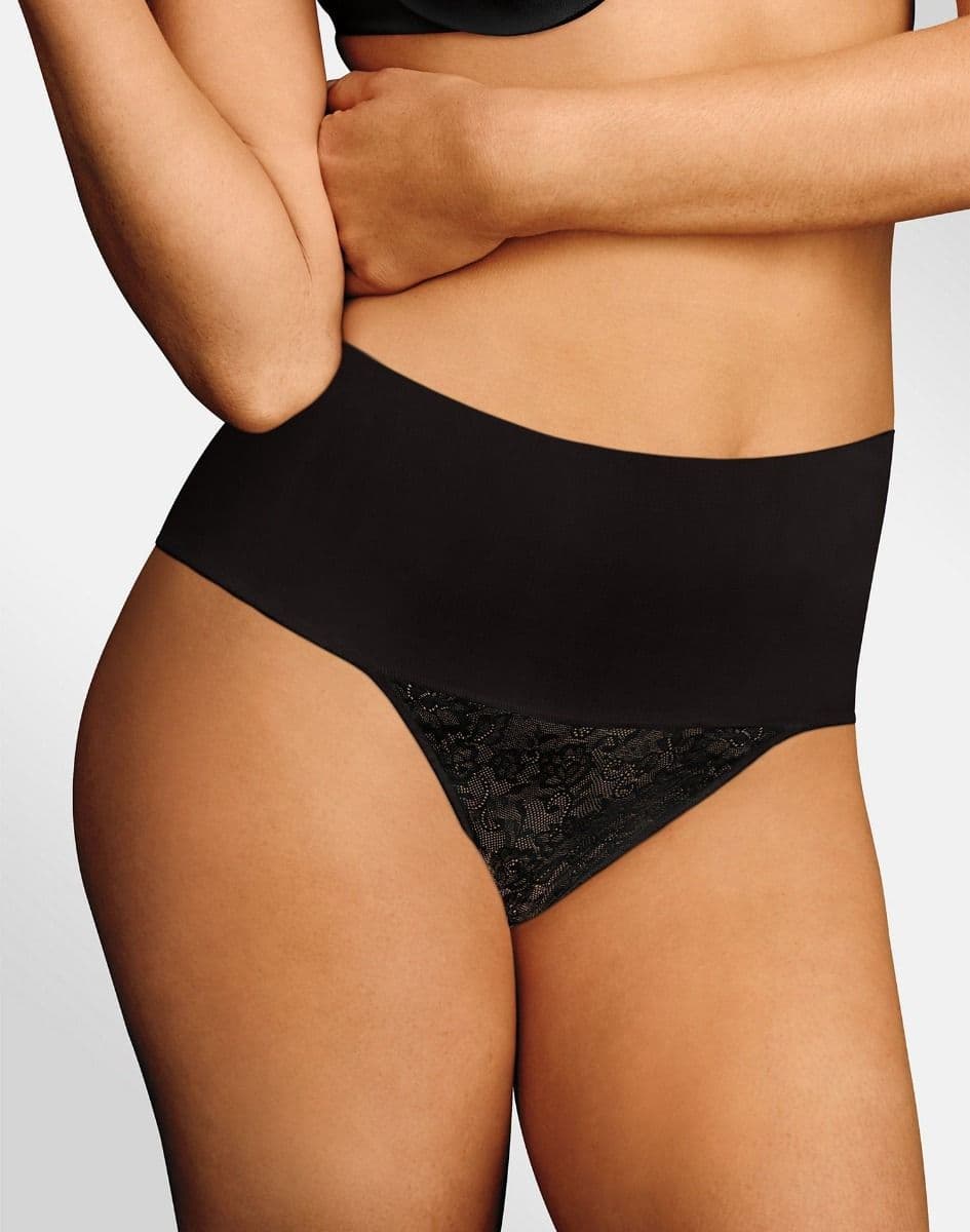 Maidenform Cool Comfort String DM0049 Corrigerende-broekjes - J zwart kant - Maat L