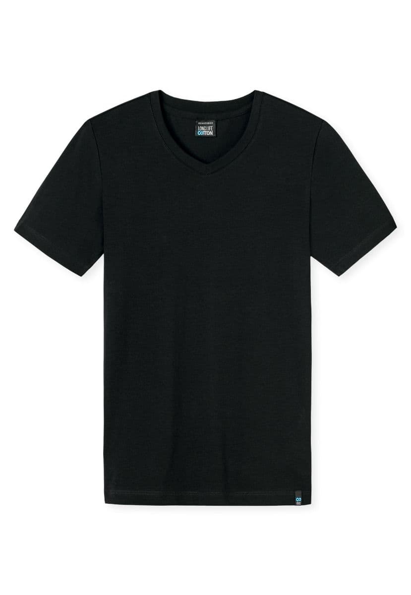 Schiesser T-shirt long life cotton basic 145140 T-shirt - Zwart - Maat 8/XXL