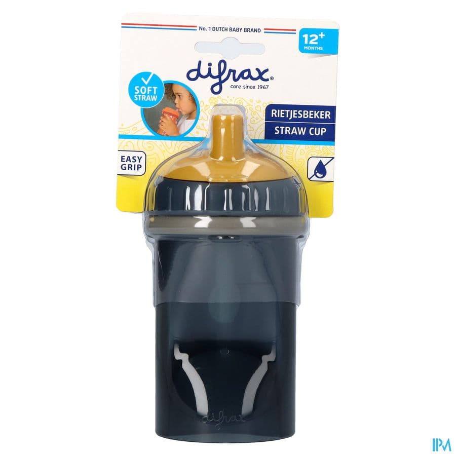 Difrax Pailles Gobelet Anti-fuites Bleu-gris Ou Orange