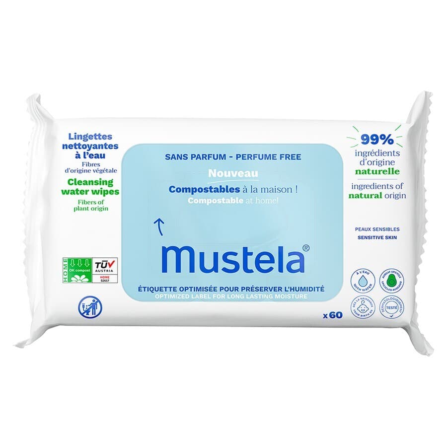 Mustela Lingettes Nettoyantes Eau S/parfum 60