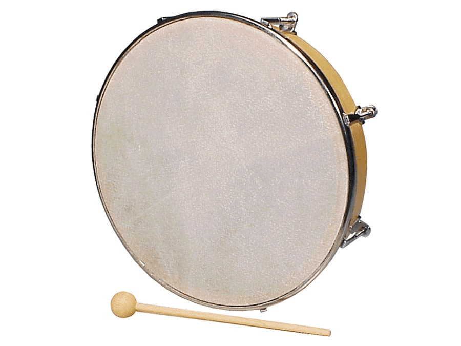 Hayman Tambour à main HDCT-310, peau en cuir brut, bois, avec maillet, 10"