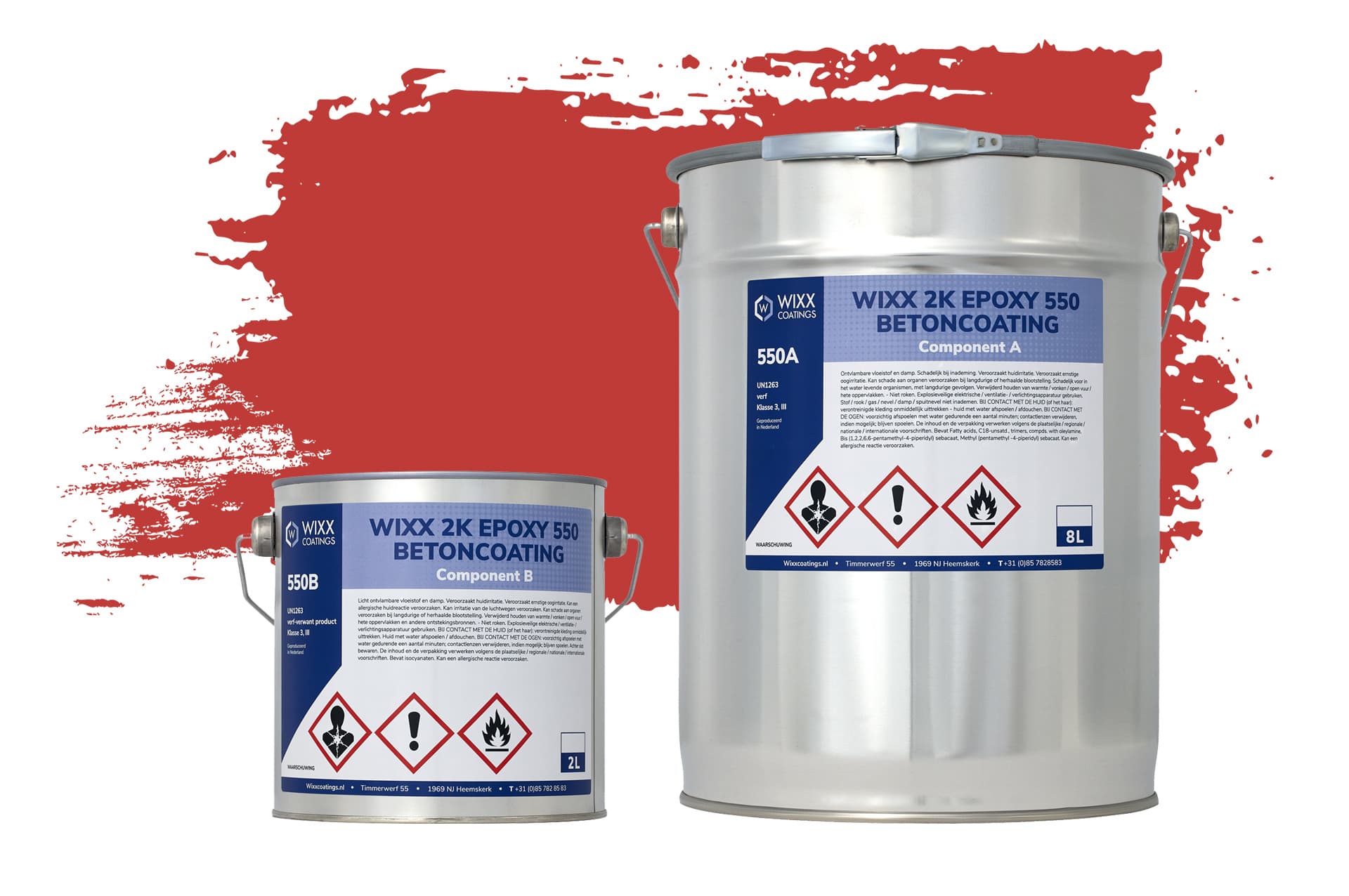 Wixx 2K Epoxy 550 Betonverf RAL 3020 | Verkeersrood 5L