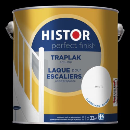 Histor Perfect Finish Traplak Zijdeglans (Anti-Slip) RAL 9001 | Crèmewit 2.5L