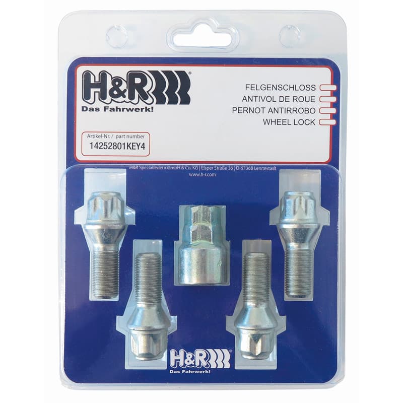 H&R Wielslotenset M12x1.25x30mm konisch - 4 slotbouten incl. adapter