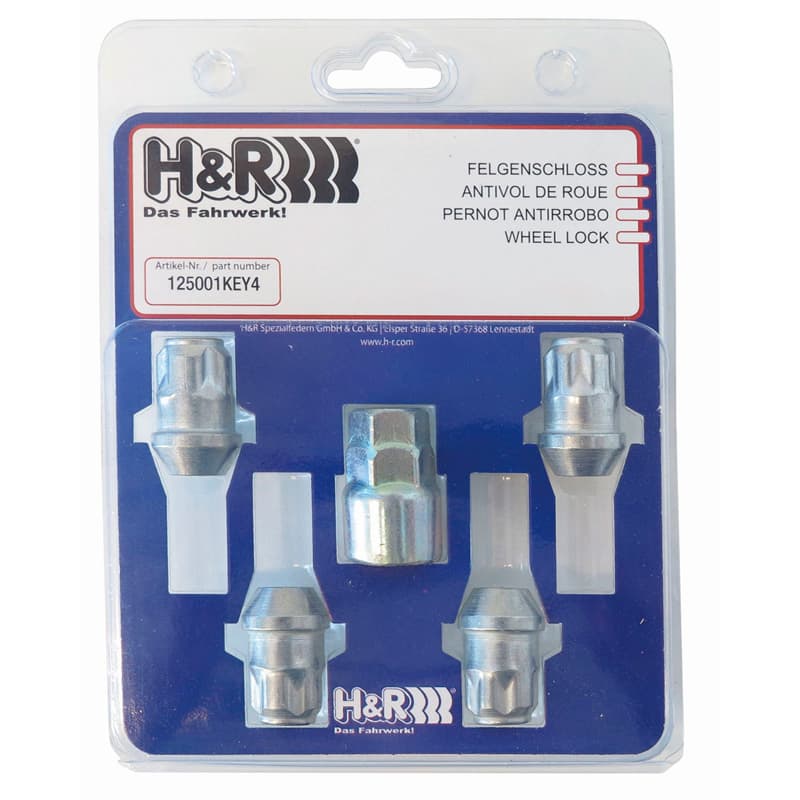 H&R Wielslotenset M12x1.50 vlak - 4 slotmoeren incl. adapter