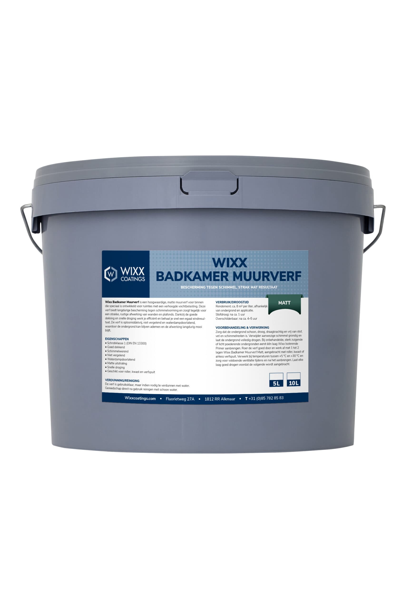 Wixx Badezimmer Wandfarbe Matt - RAL 9010 | Reinweiß - 10L