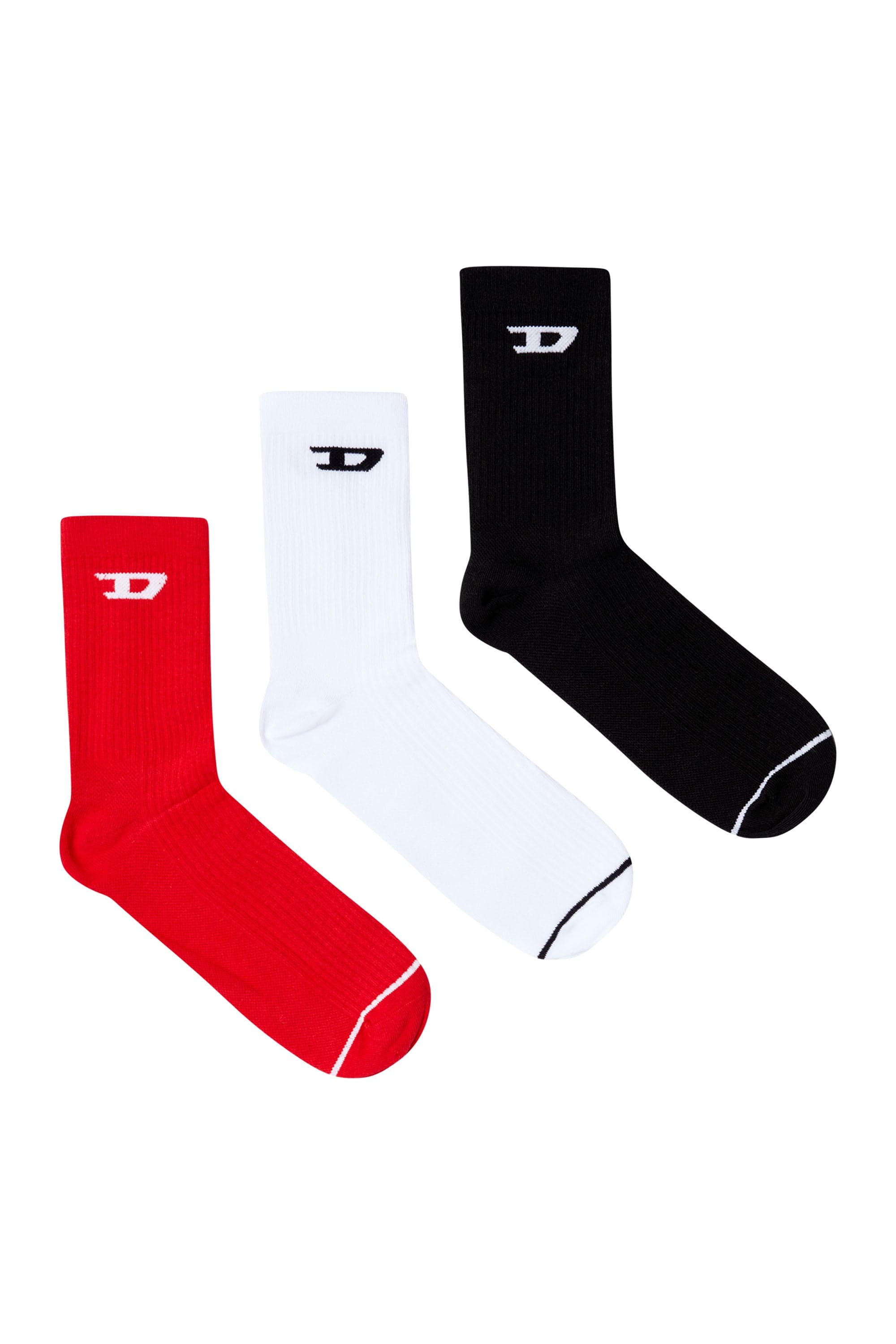 Diesel - Three-pack ribbed socks with D logo - Socks - Man - Multicolor