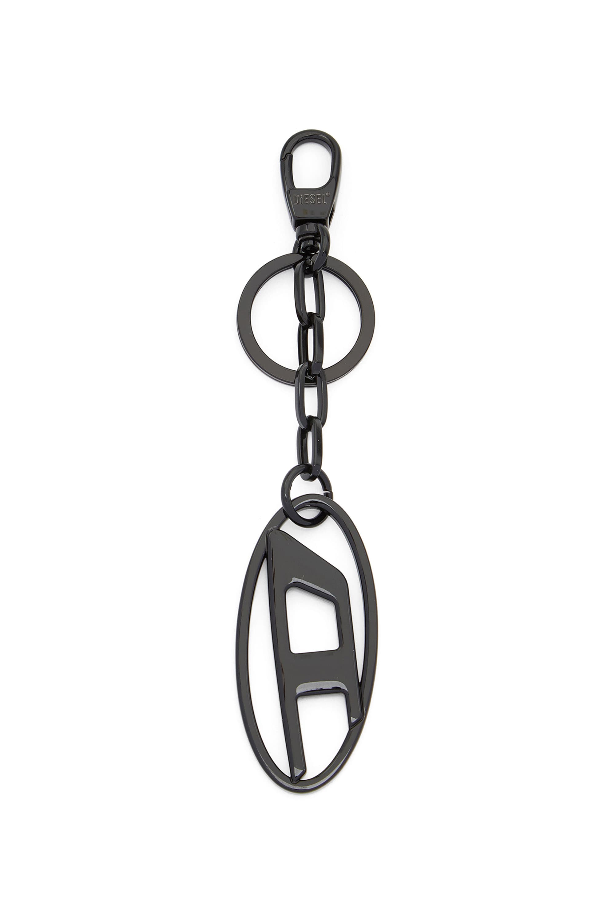 Diesel - Metal keyring with logo plaque - Charms and Keyrings - Unisex - Black
