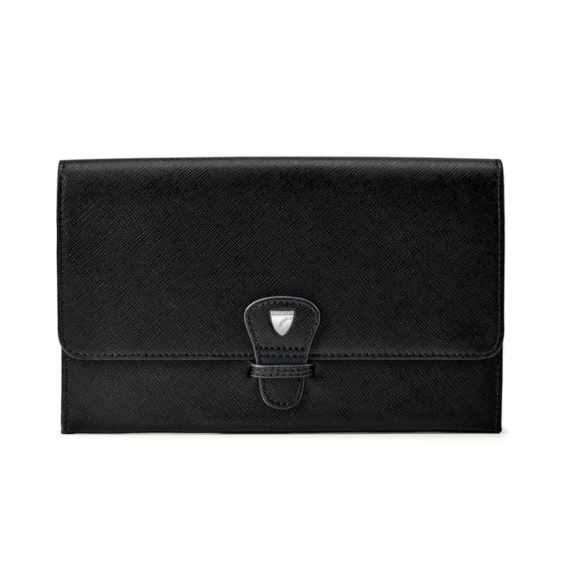 Aspinal of London Travel Wallet in Black Saffiano