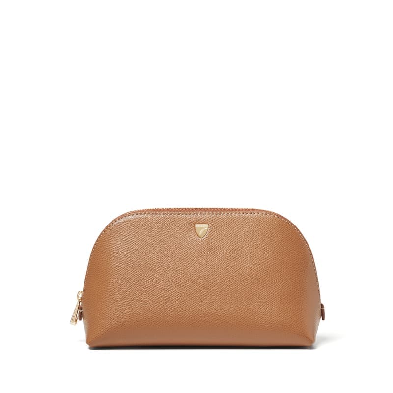 Aspinal of London Classic Makeup Case in Caramel Soft Saffiano