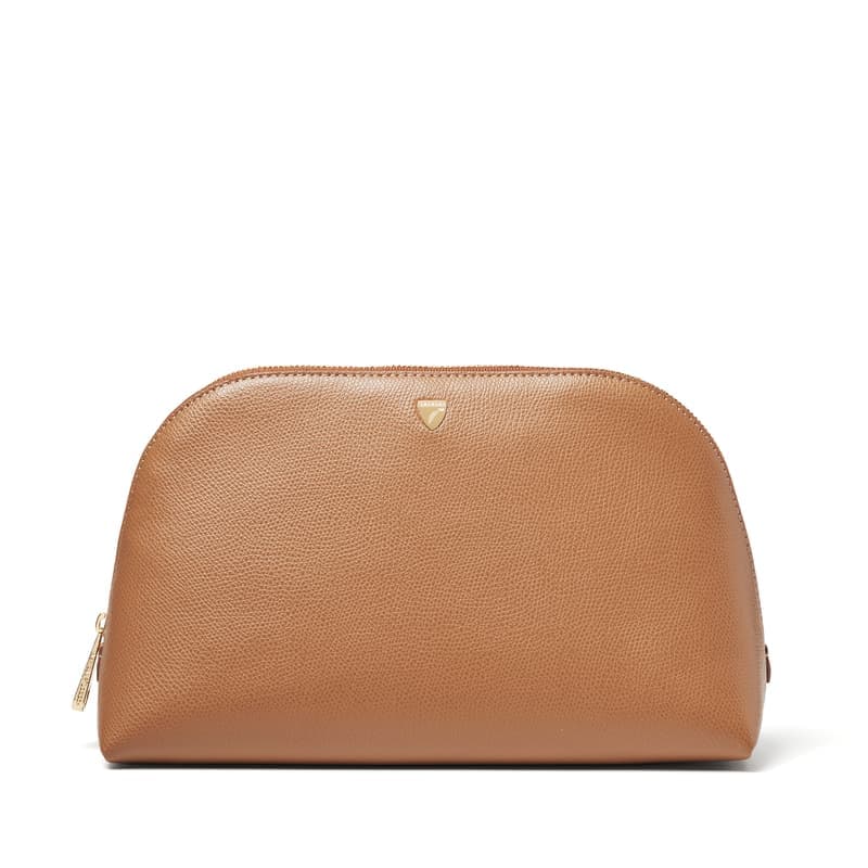 Aspinal of London Classic Toiletry Bag in Caramel Soft Saffiano