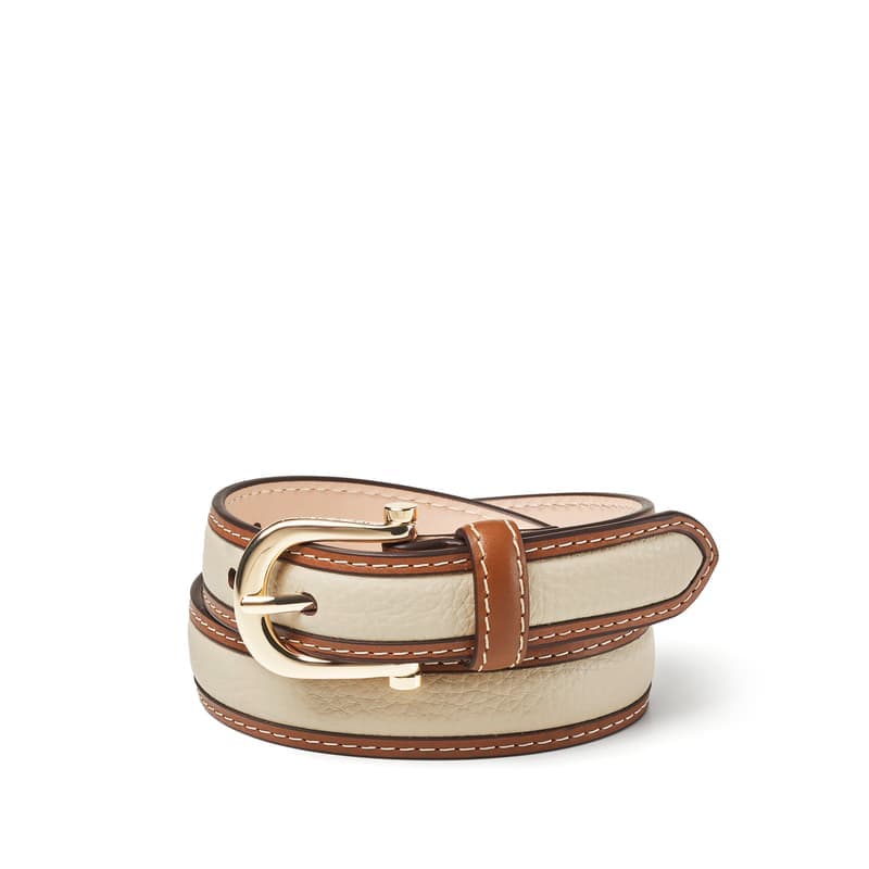 Aspinal of London Bella Waist Belt in Natural Milled Pebble & Smooth Tan
