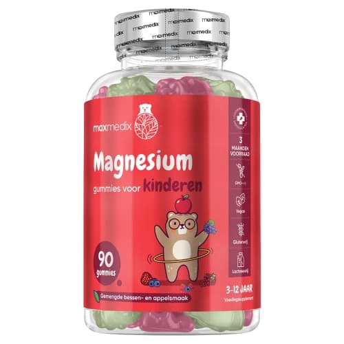 Magnesium gummies voor kinderen - 90 gummies met bessen- en appelsmaak - 3 maanden voorraad - maxmedix