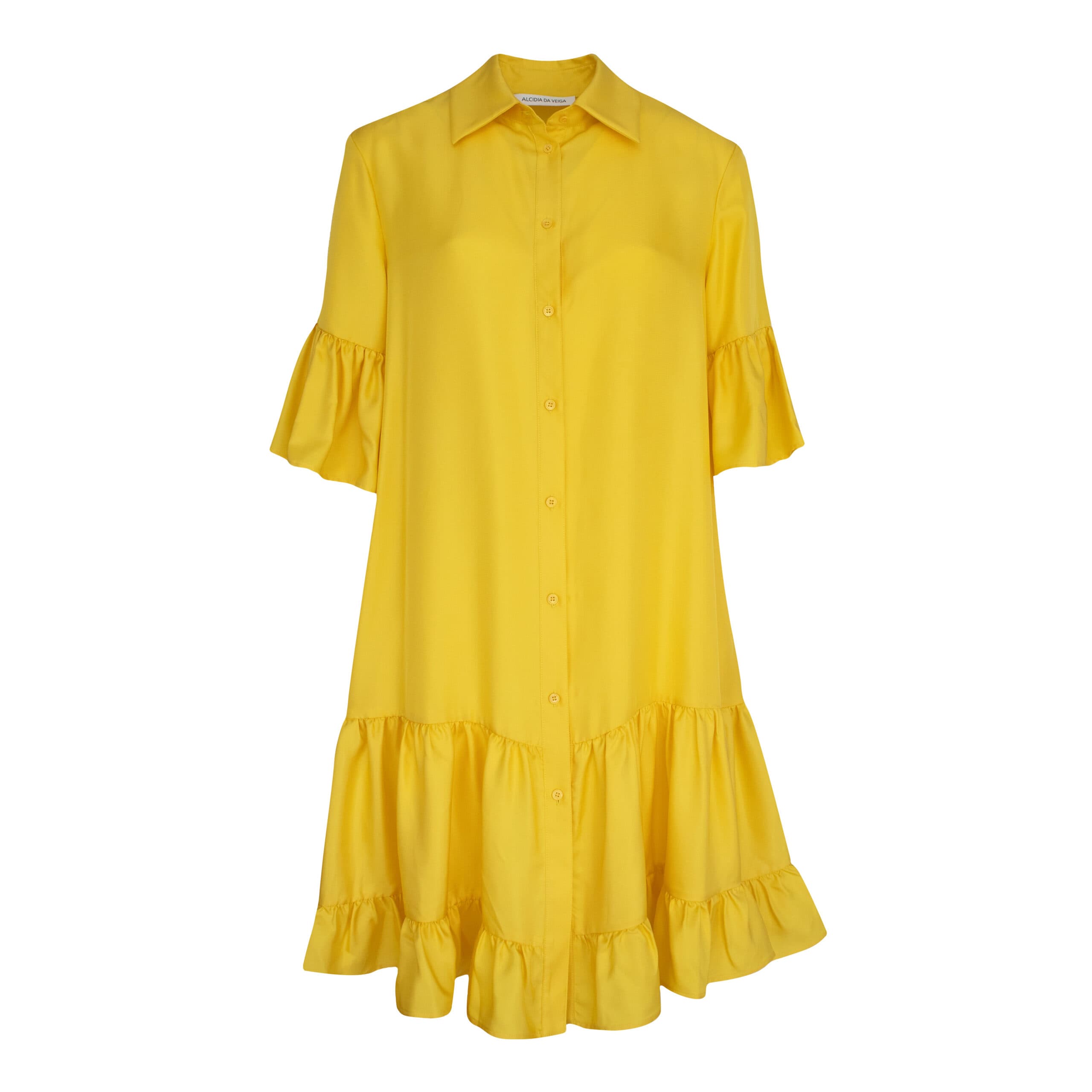 Alcidia da Veiga • gele zijden blouse jurk • 36