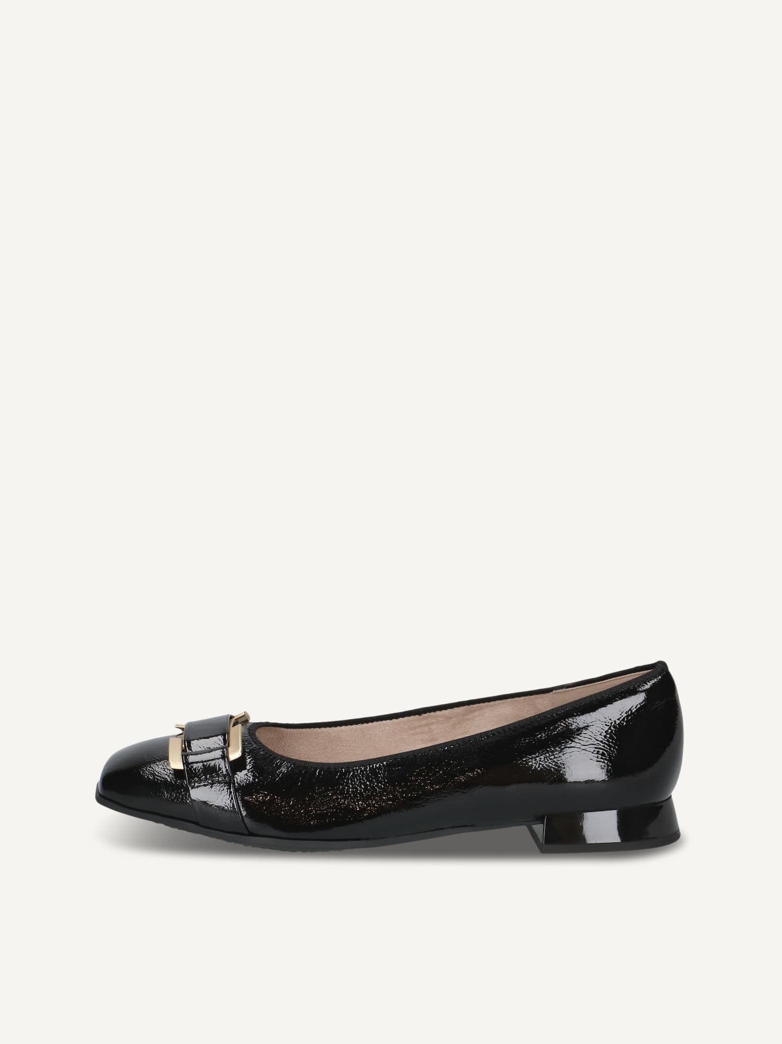 CAPRICE Ballerina, black, made of Leather with Trapeze heel, Size 37