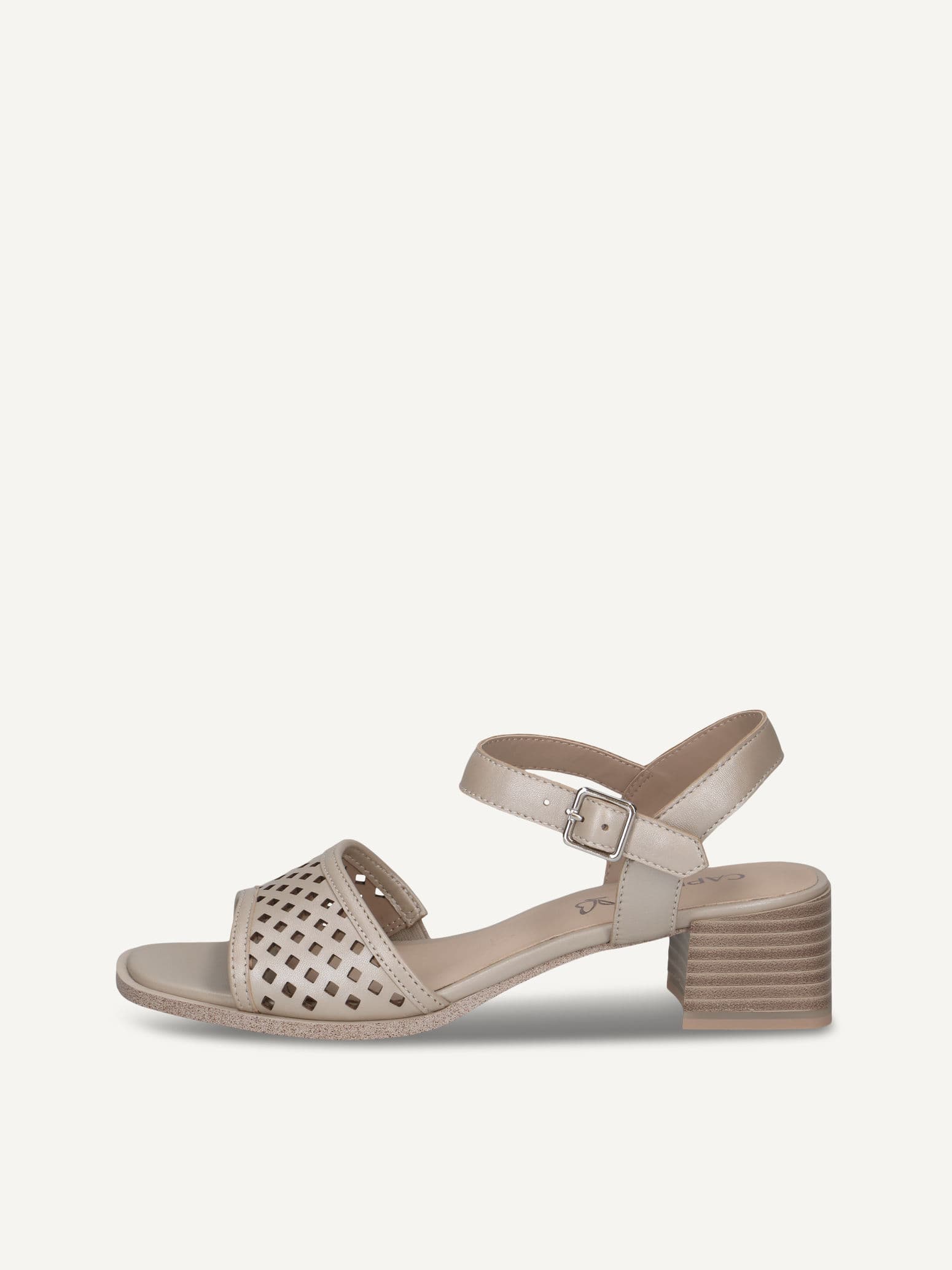 CAPRICE Heeled sandal, grey, made of Leather with Trapeze heel, Size 42