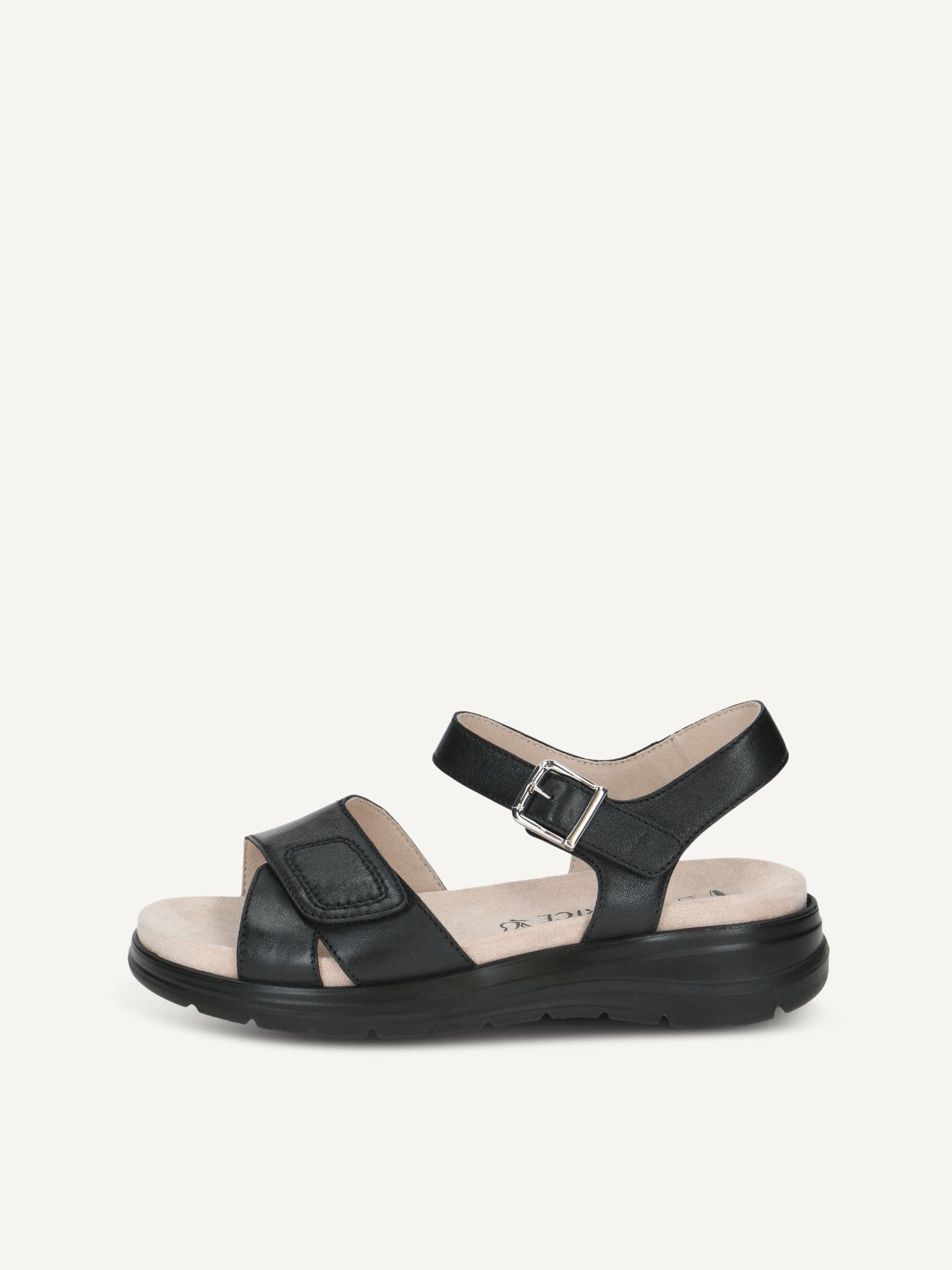 CAPRICE Sandal, black, made of Leather without heel, Size 36