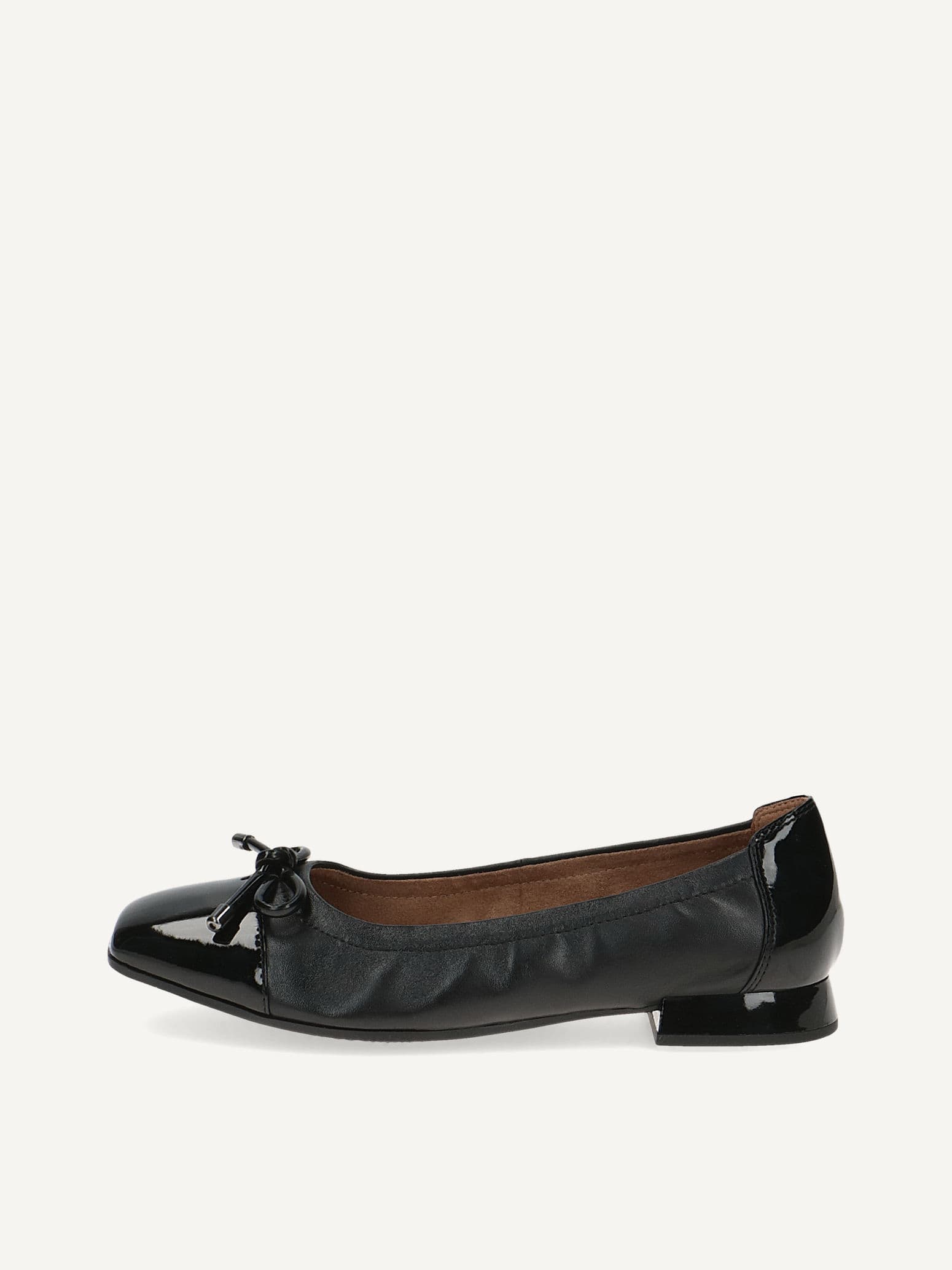 CAPRICE Ballerina, black, made of Leather and textile with Trapeze heel, Size 41