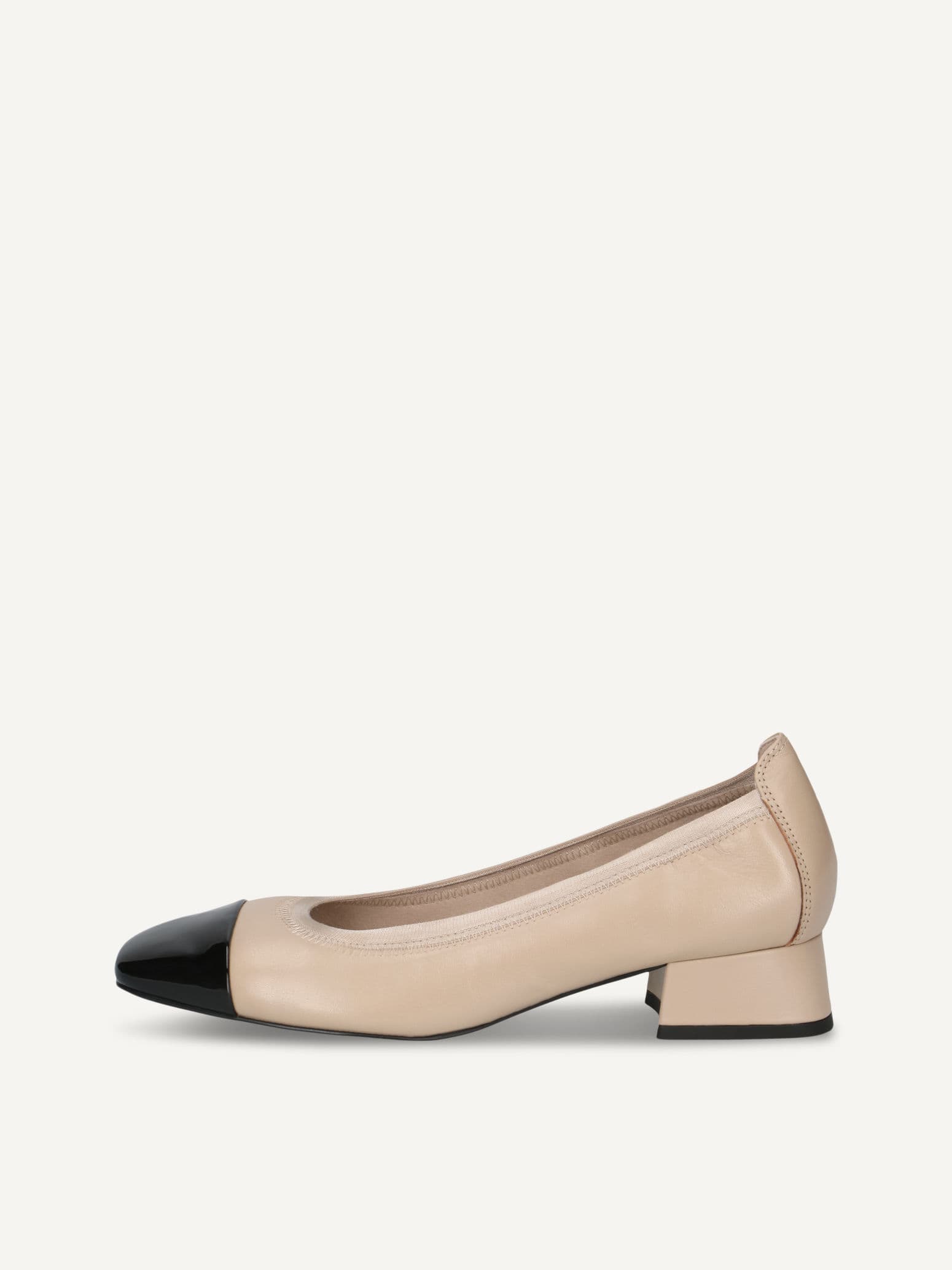 CAPRICE Pumps, beige, made of Leather with Trapeze heel, Size 38.5