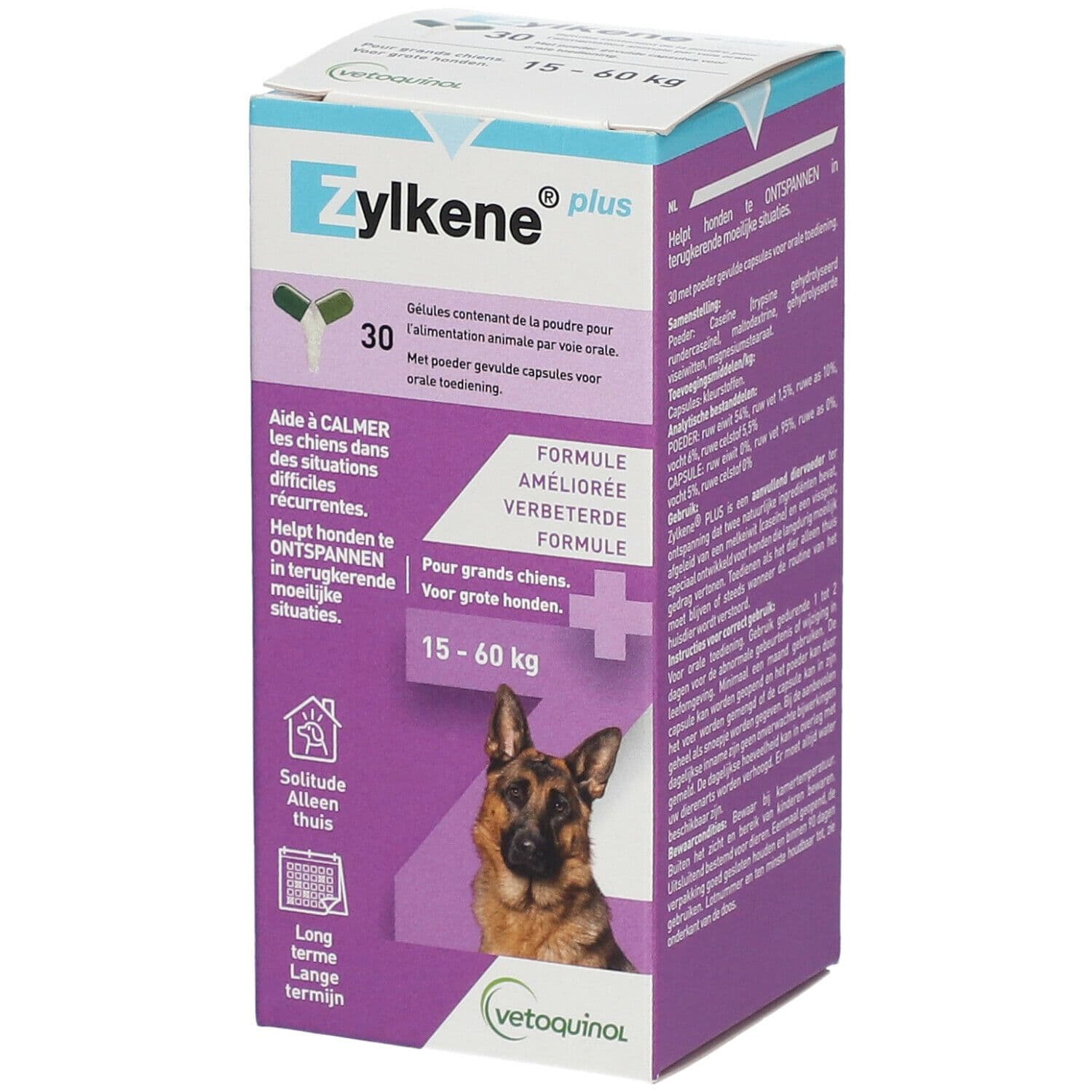 Zylkene Plus voor grote honden (15-60kg) 450 mg 30 St Capsules