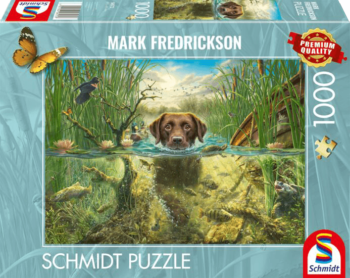 Chocolate labrador swimming, 1000 stukjes - Puzzel