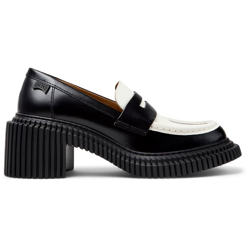 CAMPER Twins - Chaussures habillées pour Femme - Noir,Blanc, taille 36, Cuir lisse