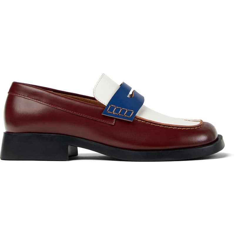 CAMPER Twins - Chaussures habillées pour Femme - Bourgogne,Blanc,Bleu, taille 40, Cuir lisse