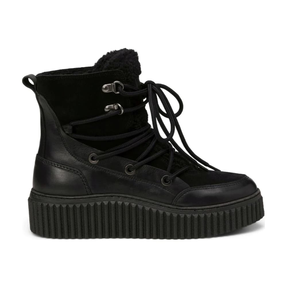 Zwarte Enkellaarsjes - Dames - Winterlaarzen - Zwart - 41 EU - Leer - Schoenen