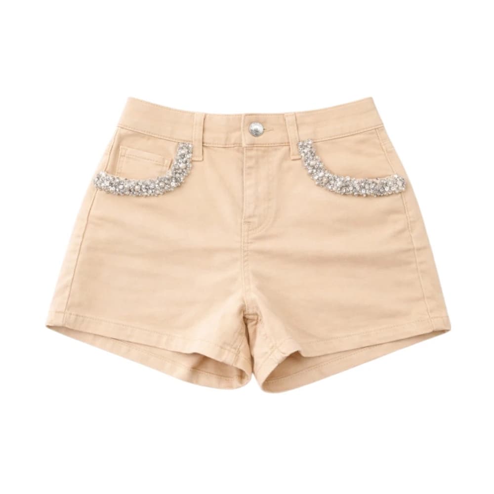 P9253 Shorts - Dames - Bermuda - Beige - W26 - Katoen - Korte Broeken