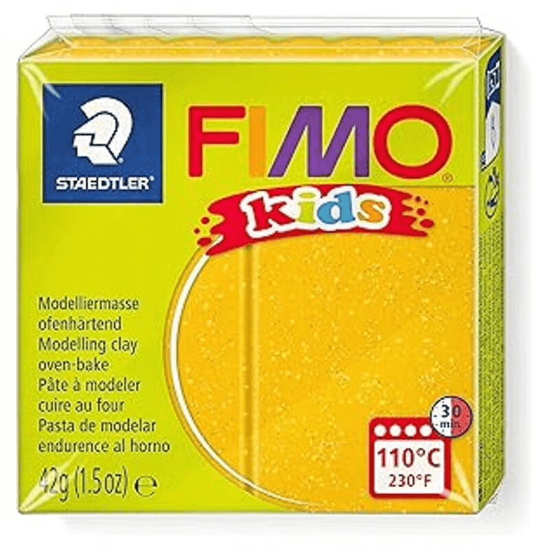 STAEDTLER FIMO Kids goldglitzernde wärmehärtende Modelliermasse, Block 42 g, portioniert