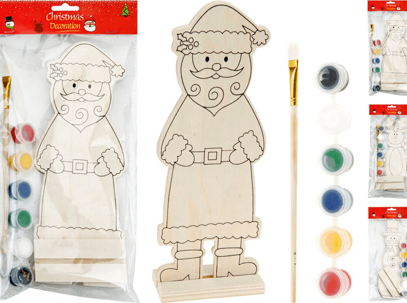 Holz-Weihnachtsmalset - 2 Stile zur Auswahl Santa