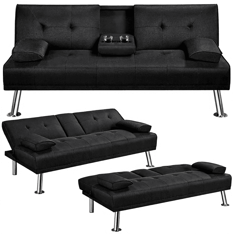 Yaheetech klappbares Schlafsofa mit Schlaffunktion, große Liegefläche 167 cm L × 94 cm B, für Wohnzimmer/Schlafzimmer/Heimkino/Gästezimmer,
