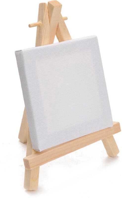 Super Mini Staffelei mit Leinwand - 7 x 7cm - Spielzeuggröße