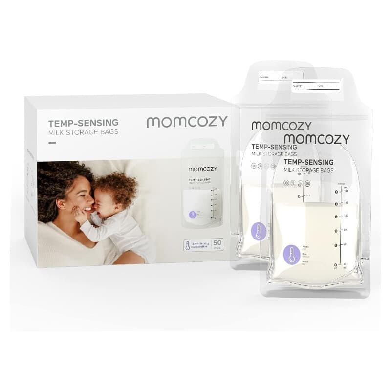 Momcozy thermochrom Muttermilchbeutel, 180 ml, 50er-Set, stehend und auslaufsicher