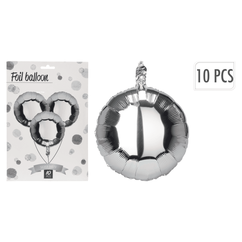 Ballonset aufblasbarer Folienballon 46 cm Silber