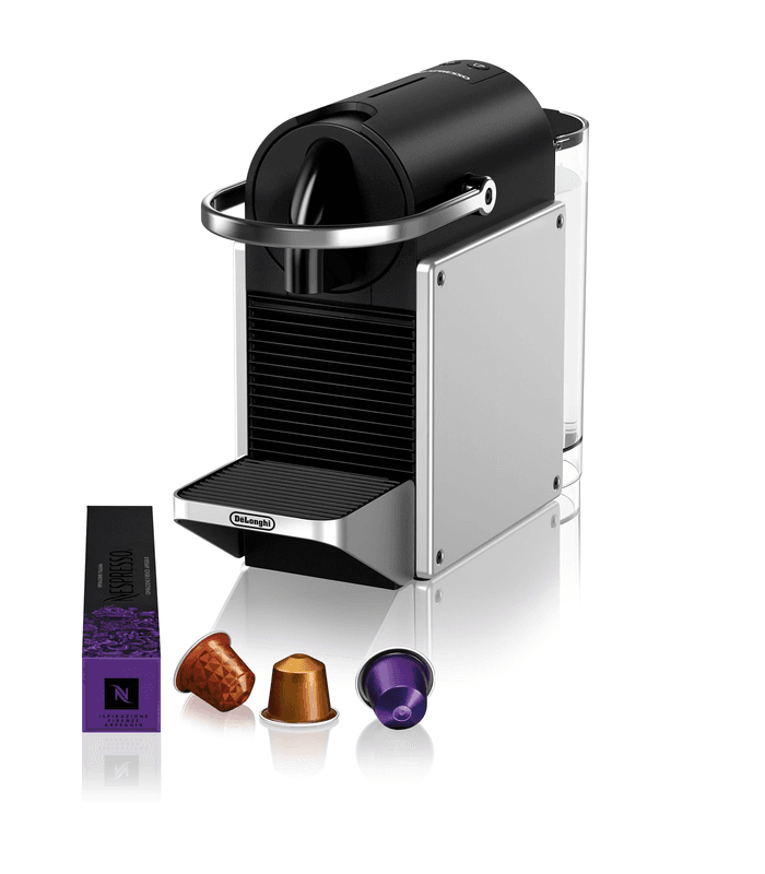 NESPRESSO DE’LONGHI Pixie Silber Original Kapselmaschine | 25 Sek. Aufheizzeit | 2 Tassengrößen | kompaktes Design | automatische Abschaltung | 19