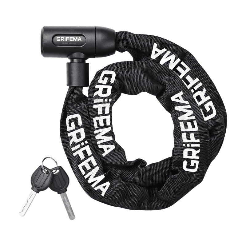 Grifema 120cm Fahrrad-Kettenschloss für Fahrräder, Motorräder, Türen, Tore und Zäune - Schwarz/Weiß