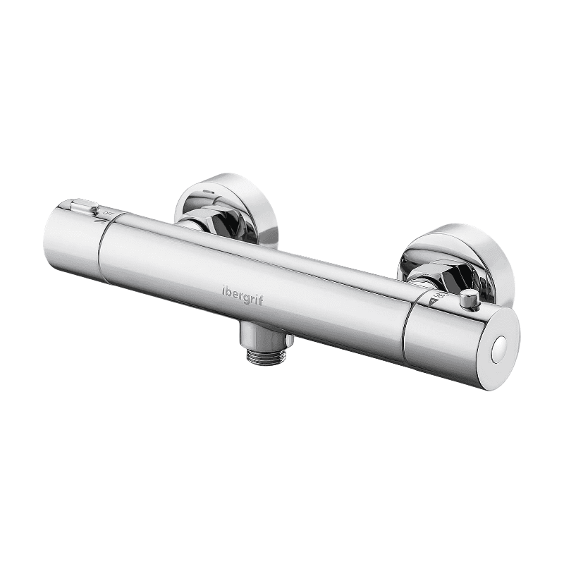 Ibergrif Thermostatische Wand-Duscharmatur, zwei Ausgänge, Verbrühschutz, unten 1/2 Zoll BSP, Chrom