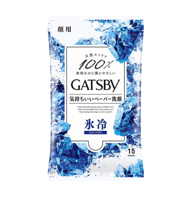 Mandom GATSBY kühlende Gesichts-Feuchttücher mit Eisgefühl für Männer (15 Stück)