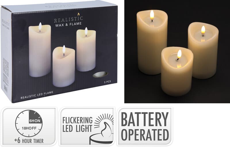 LED-Kerze 3er Set