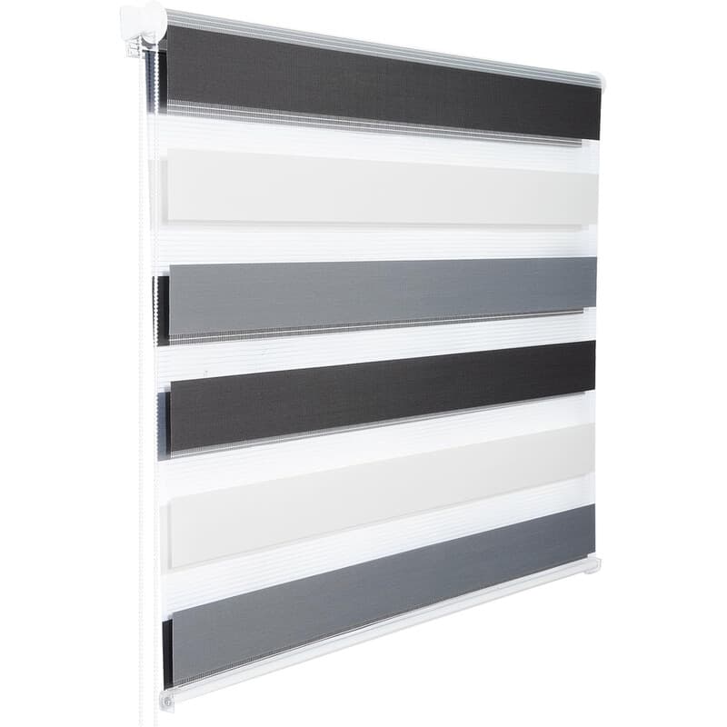 WOLTU Doppelrollo Klemmfix ohne Bohren Weiß+Grau+Anthrazit B60 x H150 cm, Duo-Rollo Lichtdurchlässig für Innenverdunkelung, Zebra-Rollo mit Kette -