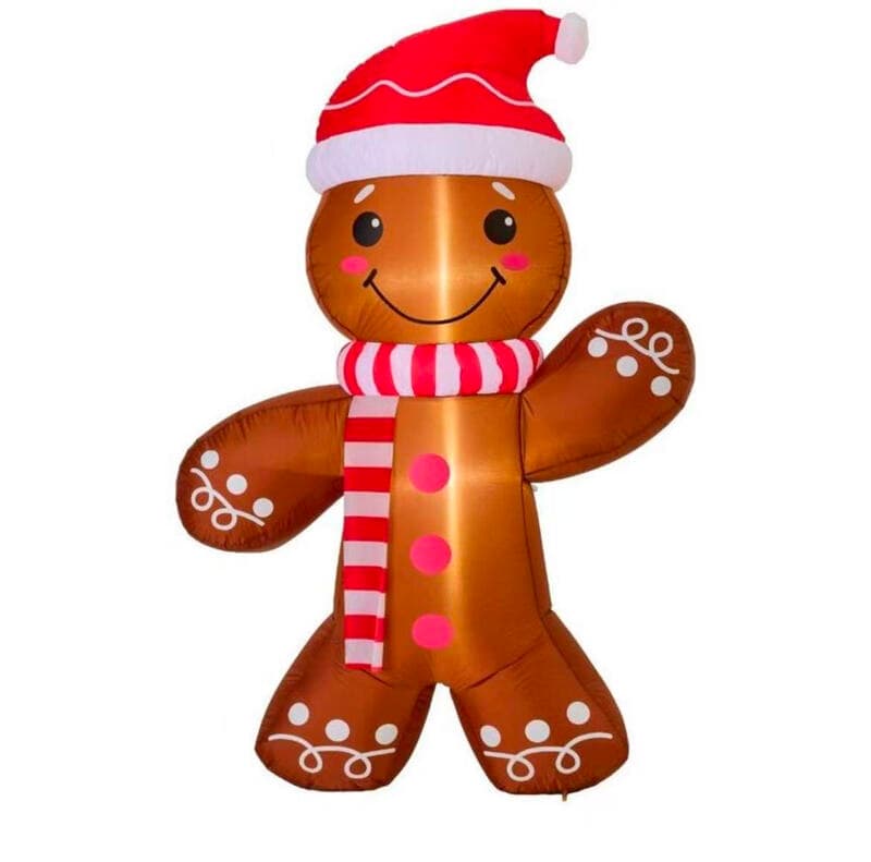 JIWOO Weihnachtsgeschenk LED-Lebkuchenmännchen, zauberhafte Weihnachtsdekoration, 1,2 m hoch, mit Zubehör, 1,00 Stück pro Einheit