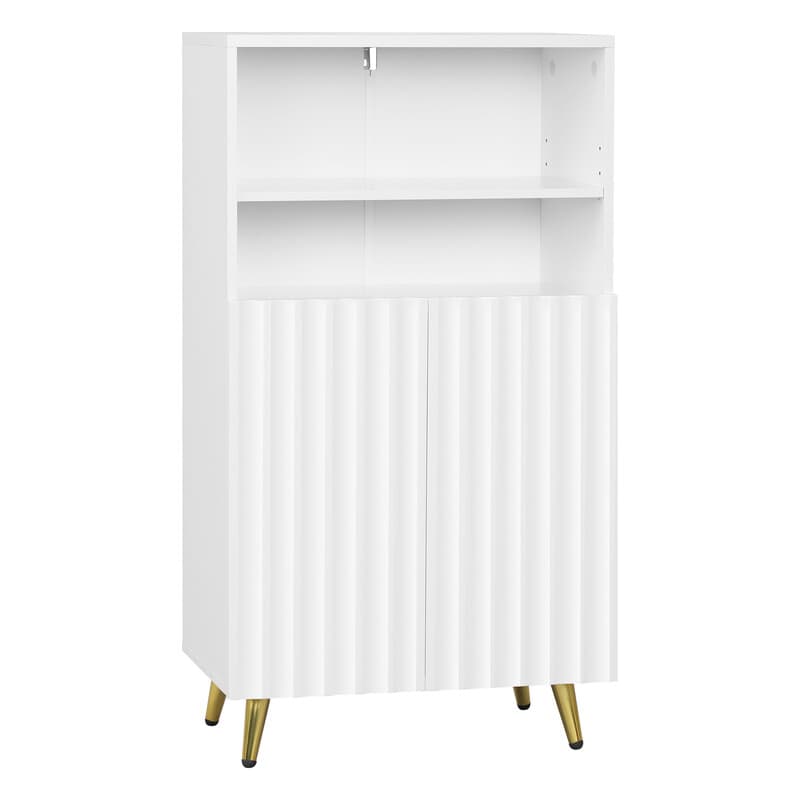 eSituro Kleiner Badezimmerschrank, weißer Schrank für Badezimmer/Wohnzimmer/Schlafzimmer/Flur, Aufbewahrung mit Türen, verstellbare Regale, 50 ×