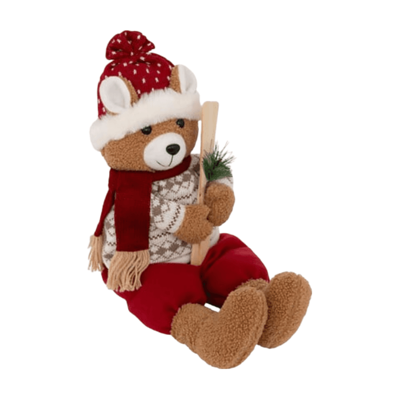 Sitzender Skibär, 50 cm hoch