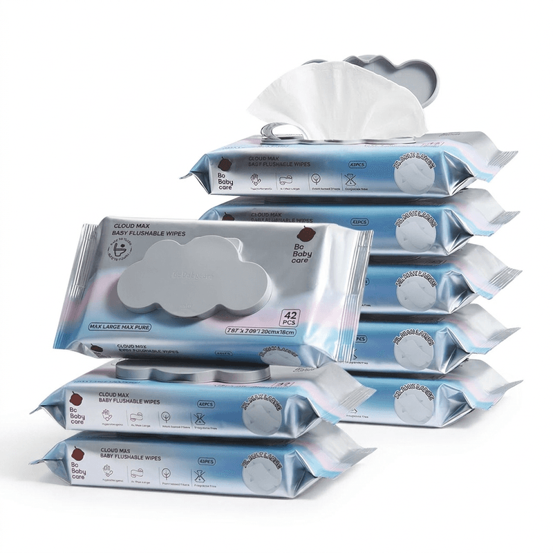 Bc Babycare Spülbare Toiletten-Feuchttücher, 8 × 42 = 336 Tücher