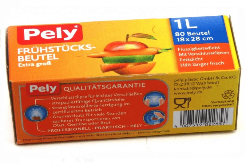 pely Frühstücksbeutel 1 l inkl. Verschlussclipsen 80 St