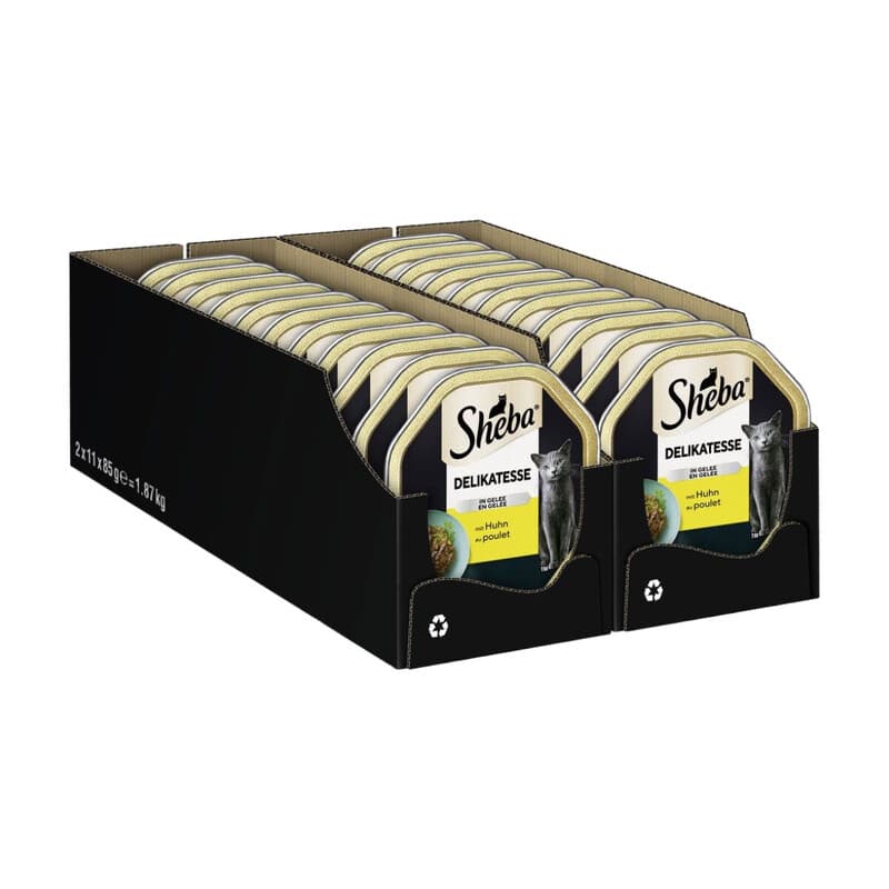 SHEBA Delikatesse Katzenfutter in Gelee mit Huhn-Geschnetzeltes 22 x 85 g